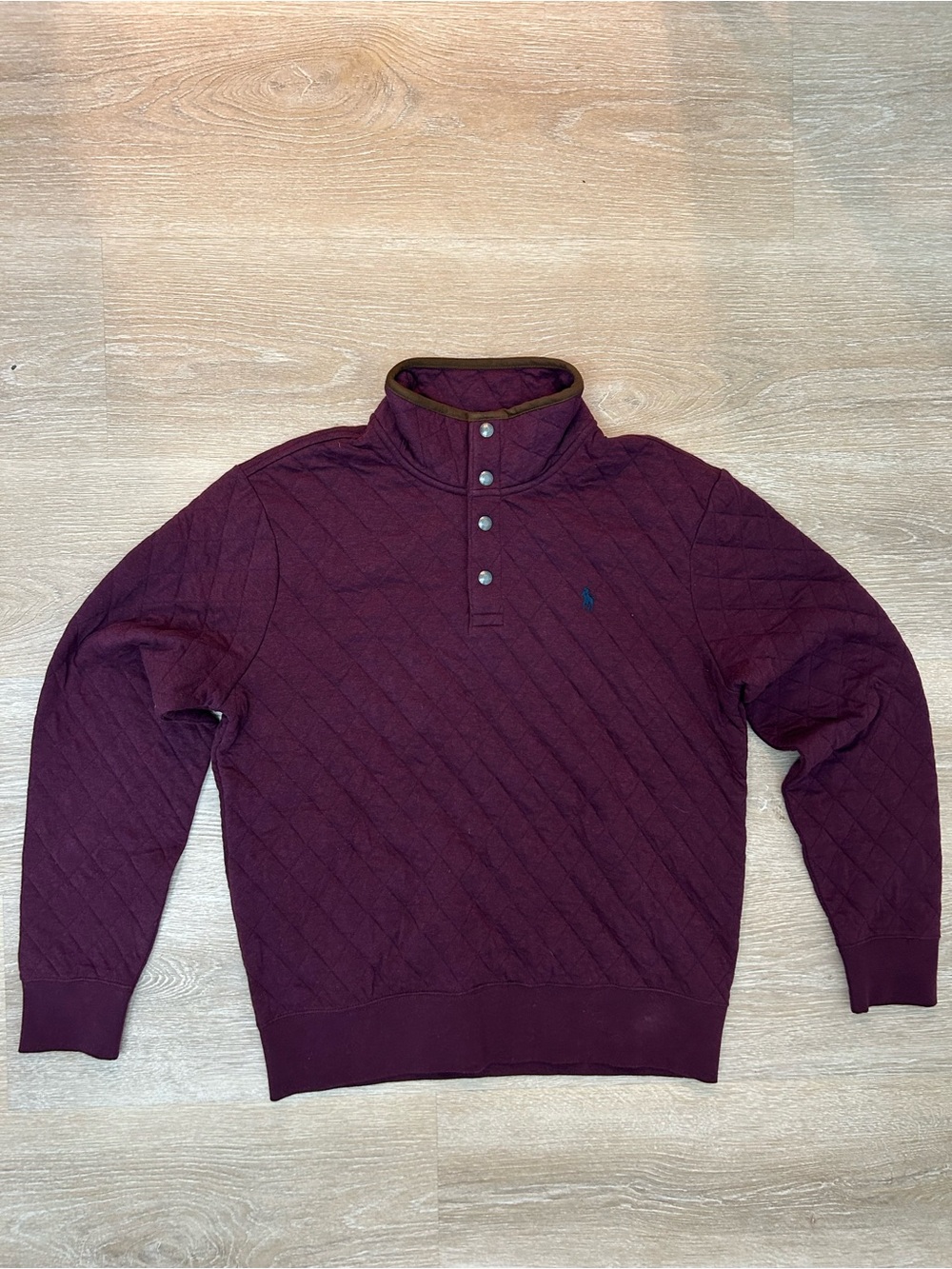 Ralph Lauren Polo Quilted Knit Pullover Sweater Mens M Burgundy